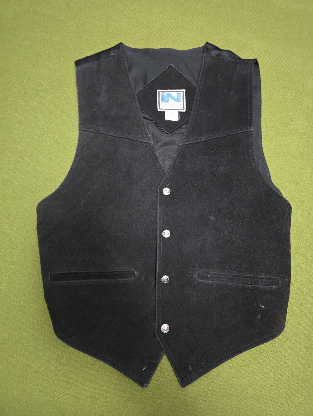 Men's Black Suede Button Vest